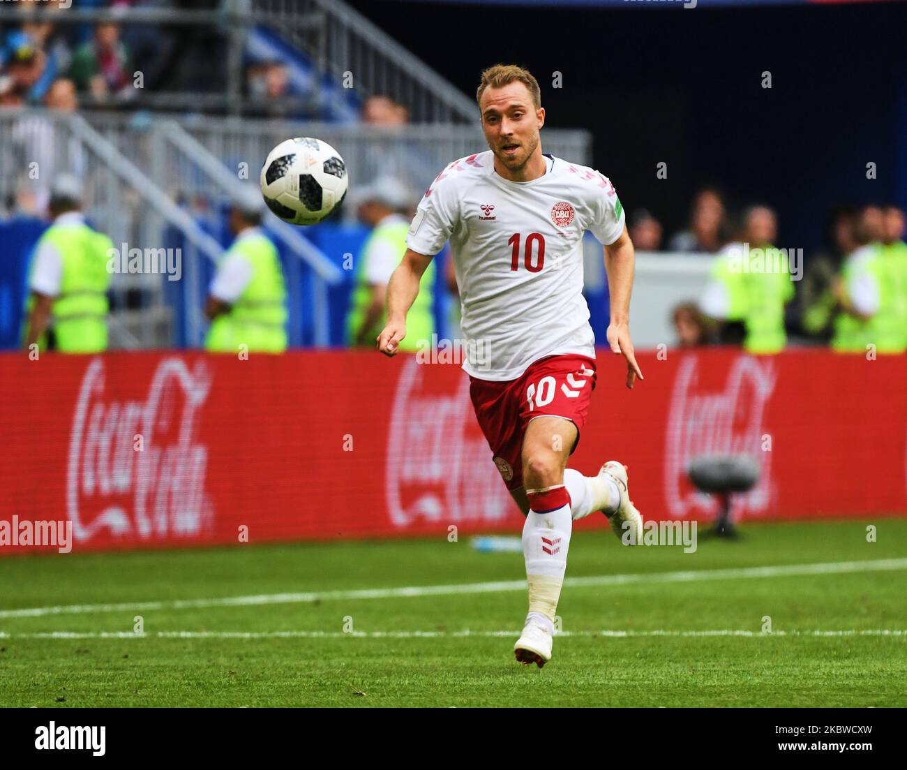 Christian Eriksen di Danimarca durante la partita della Coppa del mondo FIFA Danimarca contro l'Australia alla Samara Arena, Samara, Russia, il 21 giugno 2016. (Foto di Ulrik Pedersen/NurPhoto) Foto Stock