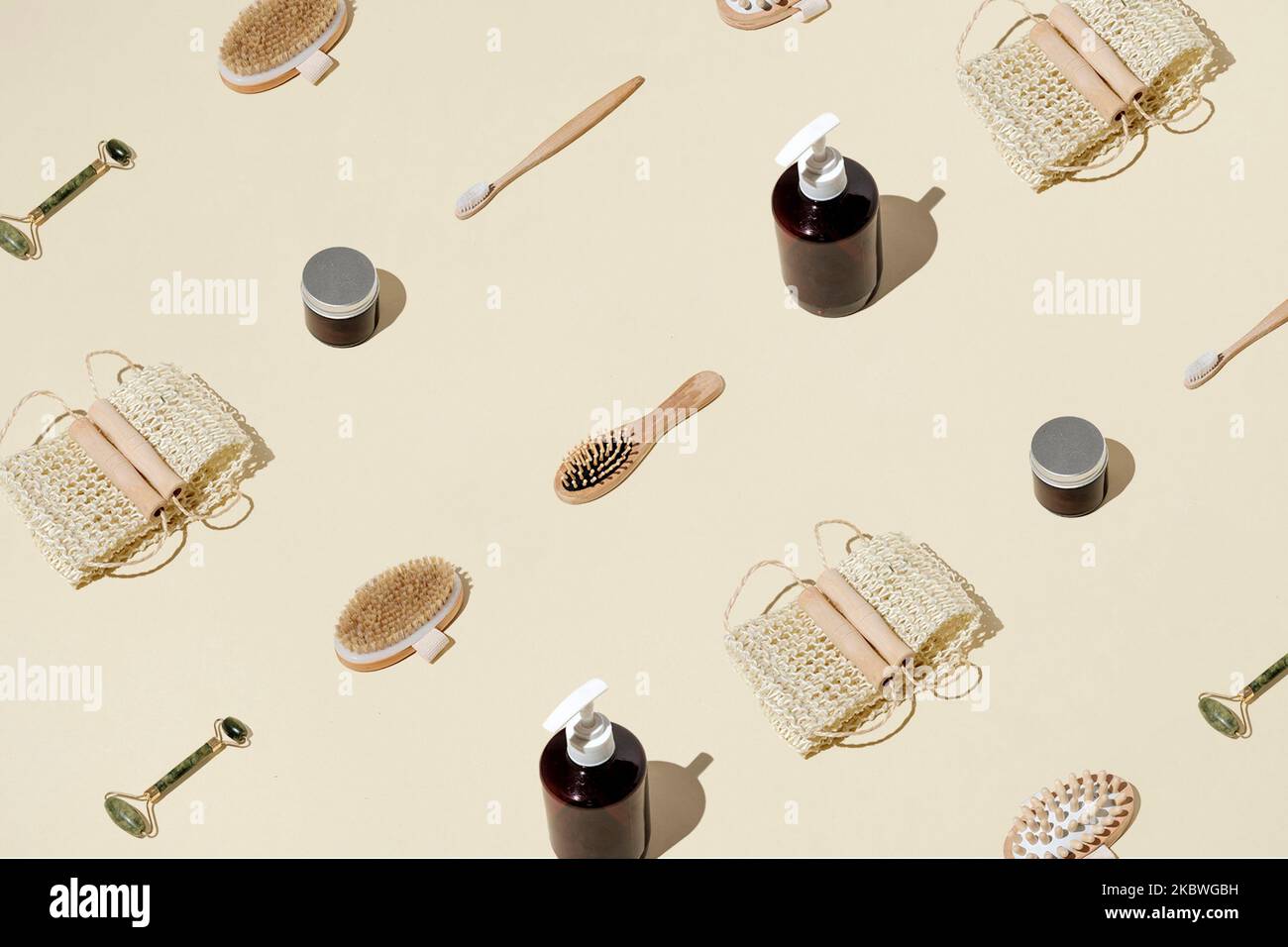 Concetto minimo di cosmetici ecologici di igiene e di auto-cura. Foto Stock