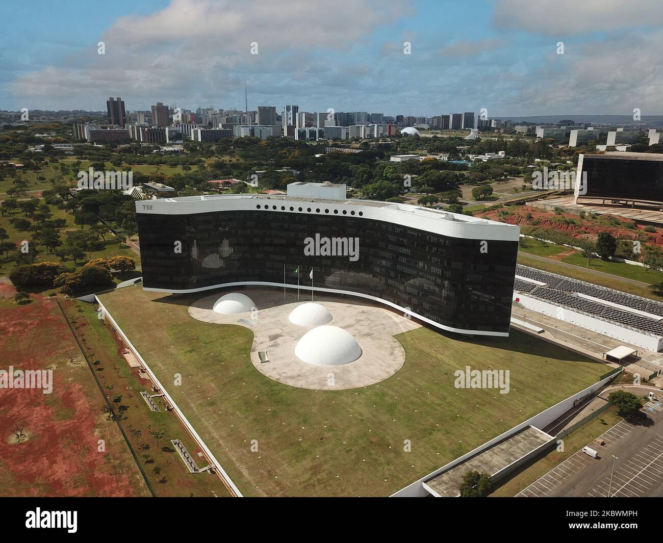 Un'immagine aerea dell'edificio del Tribunale elettorale superiore (TSE) a Brasilia, Brasile Foto Stock