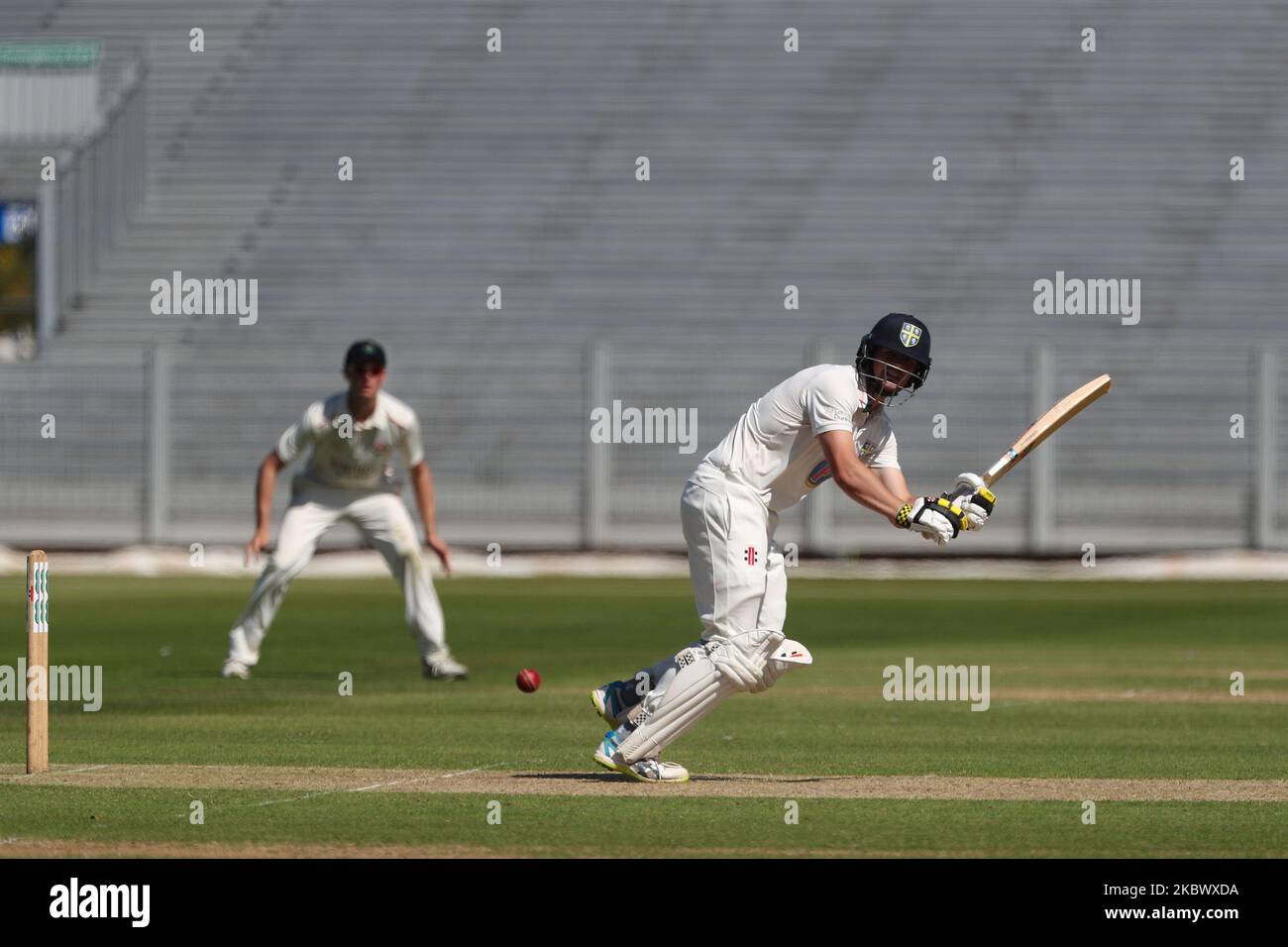 Alex Lees di Durham batting durante il Bob Willis Trophy match tra Durham County Cricket Club e Lancashire a Emirates Riverside, Chester le Street sabato 8th agosto 2020. (Foto di Mark Fletcher/MI News/NurPhoto) Foto Stock