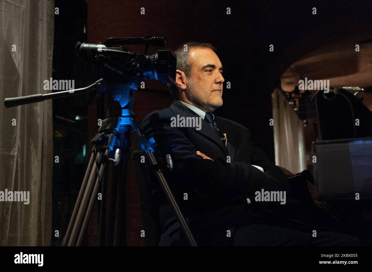 Torino, Italia. Febbraio 8, 2010. Alberto Barbera, attuale direttore del Festival Internazionale del Cinema di Venezia durante un'intervista Foto Stock