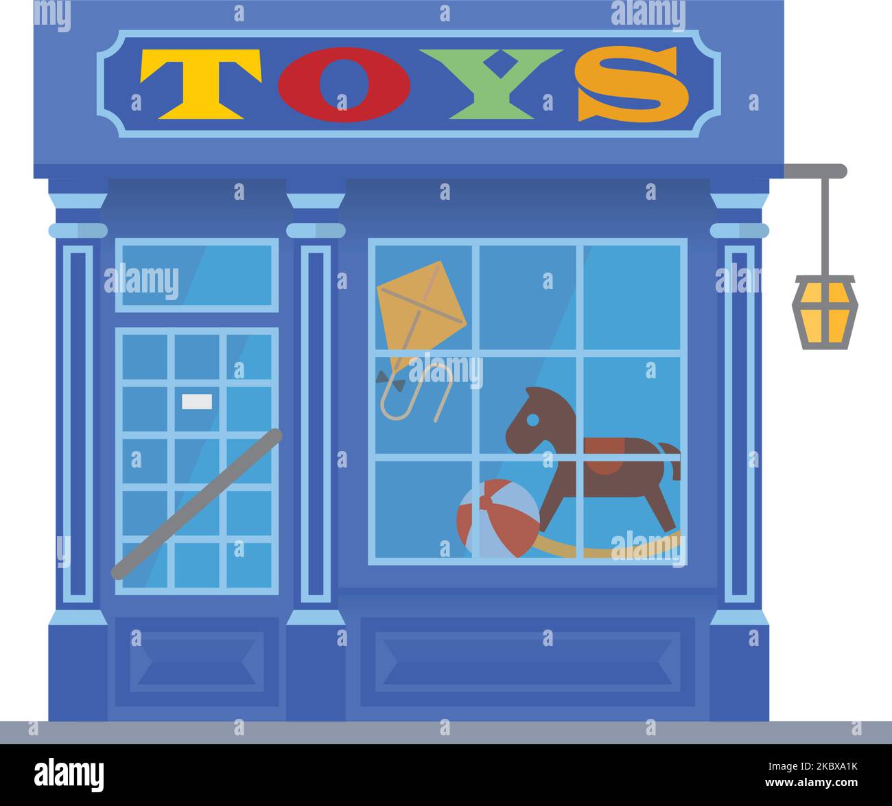 Disegno piano isolato giocattolo negozio costruzione vettore illustrazione Illustrazione Vettoriale
