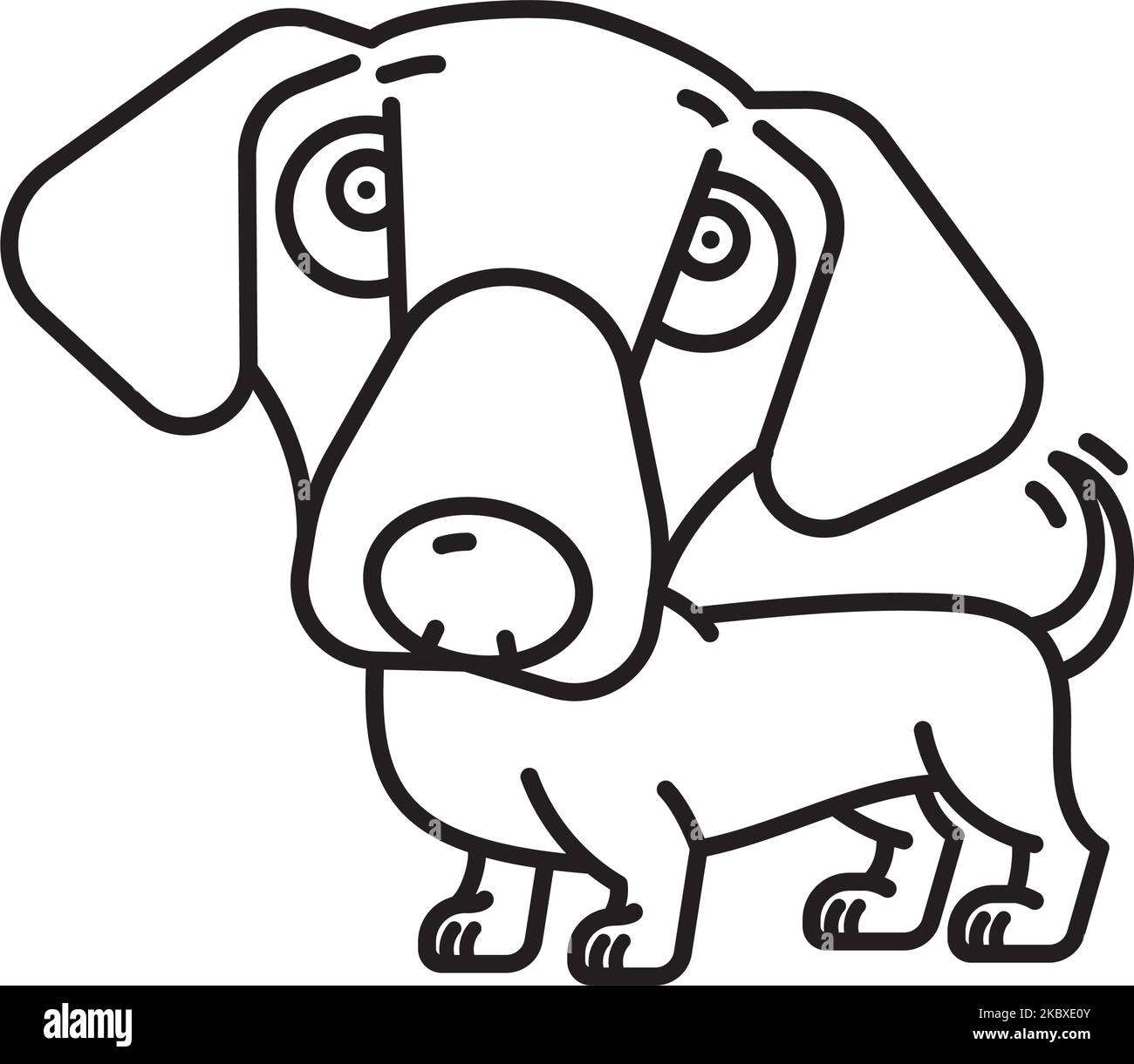 Cute Dachshund cartoon line icon vector illustration Illustrazione Vettoriale