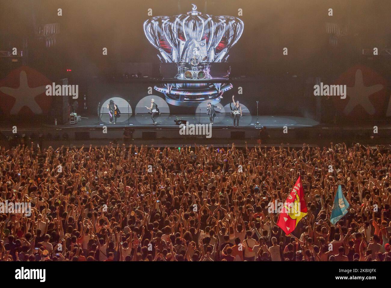 La rock band tedesca Scorpions suona sul palco durante il Pentaport Rock Festival 10th a Incheon, Corea del Sud, il 7 agosto 2015. (Foto di Seung-il Ryu/NurPhoto) Foto Stock