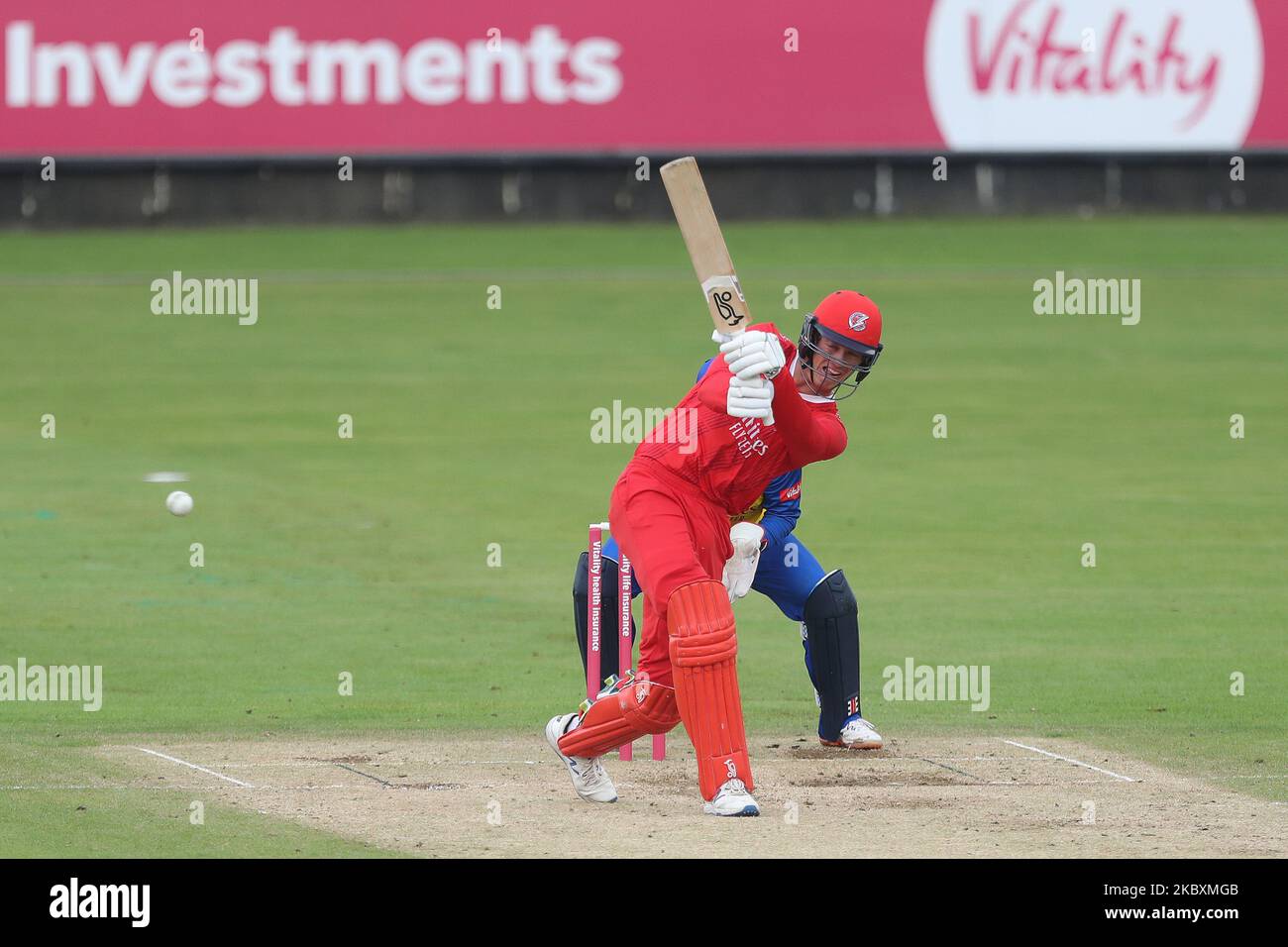 Lancashire's Keaton Jennings battendo durante la partita Vitality Blast T20 tra il Durham County Cricket Club e il Lancashire a Emirates Riverside, Chester le Street, Regno Unito, il 27 agosto 2020. (Foto di Mark Fletcher/MI News/NurPhoto) Foto Stock