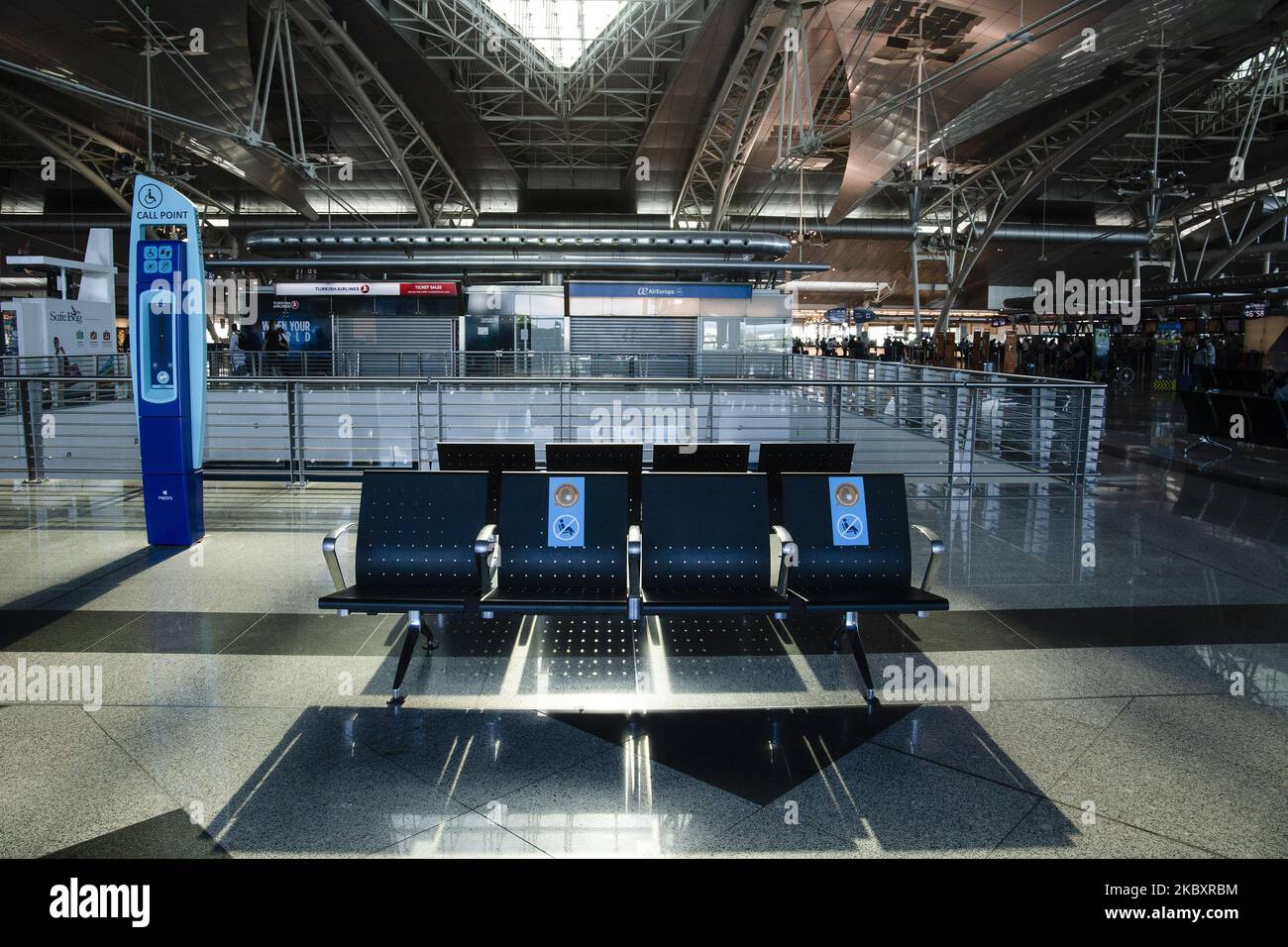 Vista dell'aeroporto di SA Carneiro a Porto, Portogallo, il 29 agosto 2020. (Foto di Rita Franca/NurPhoto) Foto Stock