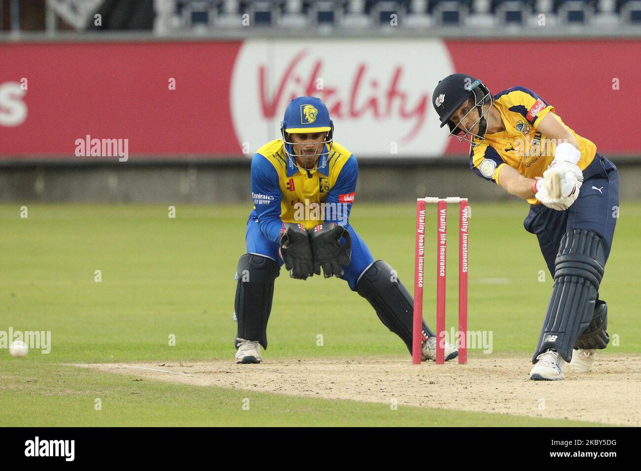 Joe Root of Yorkshire in batting action durante la partita Blast Vitality T20 tra il Durham County Cricket Club e lo Yorkshire County Cricket Club presso Emirates Riverside, Chester le Street, Inghilterra, il 4 settembre 2020. (Foto di Robert Smith/MI News/NurPhoto) Foto Stock