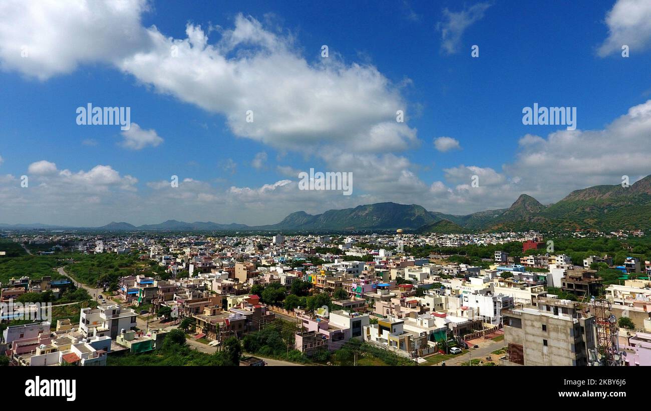 Veduta aerea della città di Ajmer, Rajasthan India il 05 settembre 2020. (Foto di Himanshu Sharma/NurPhoto) Foto Stock