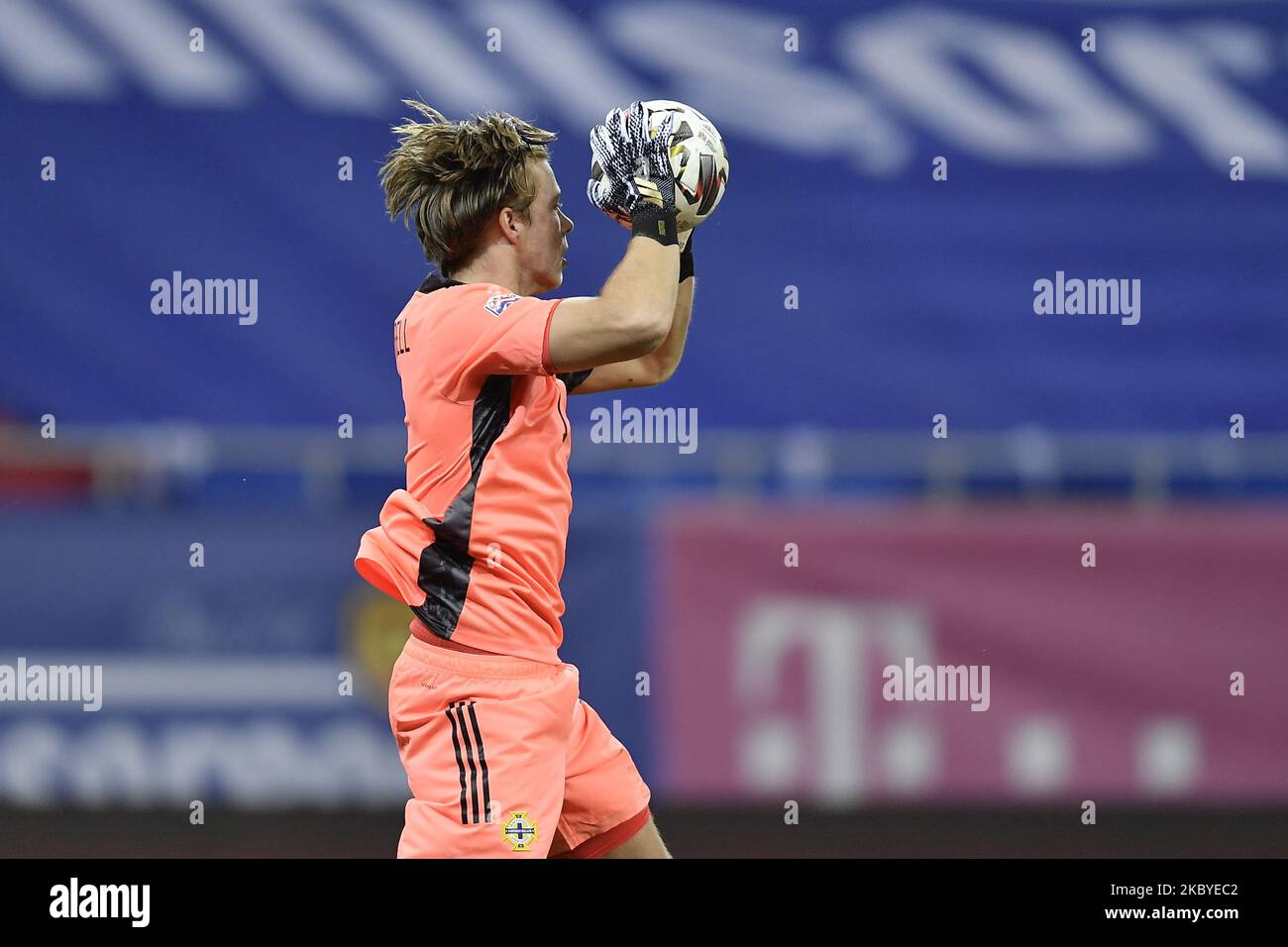 Bailey Peacock-Farrell dell'Irlanda del Nord durante la partita della UEFA Nations League 2021 tra la Romania e l'Irlanda del Nord all'Arena Nationala, a Bucarest, Romania, il 4 settembre 2020. (Foto di Alex Nicodim/NurPhoto) Foto Stock