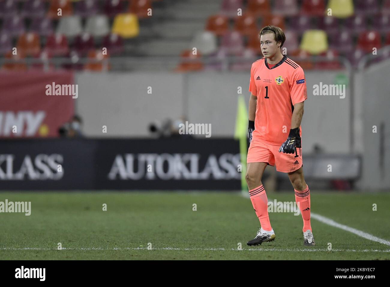 Bailey Peacock-Farrell dell'Irlanda del Nord durante la partita della UEFA Nations League 2021 tra la Romania e l'Irlanda del Nord all'Arena Nationala, a Bucarest, Romania, il 4 settembre 2020. (Foto di Alex Nicodim/NurPhoto) Foto Stock