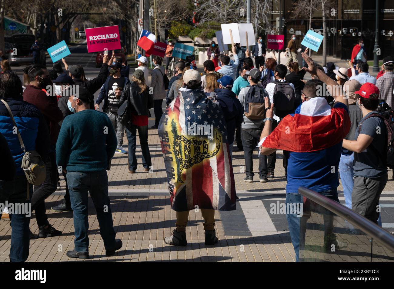 Questo sabato 12 settembre è stato fatto un appello dal popolo a favore di ''Rechaso'' nel comune di Las Condes. Il 12 settembre 2020, a Santiago, Cile. (Foto di Matias Basualdo/NurPhoto) Foto Stock