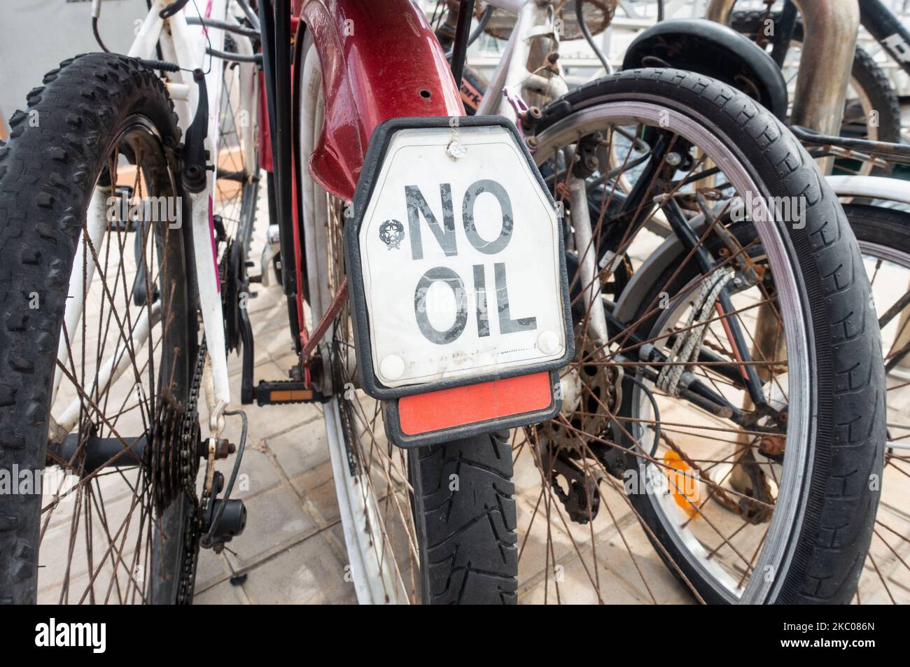 Nessun segno di olio sulla bicicletta Foto Stock