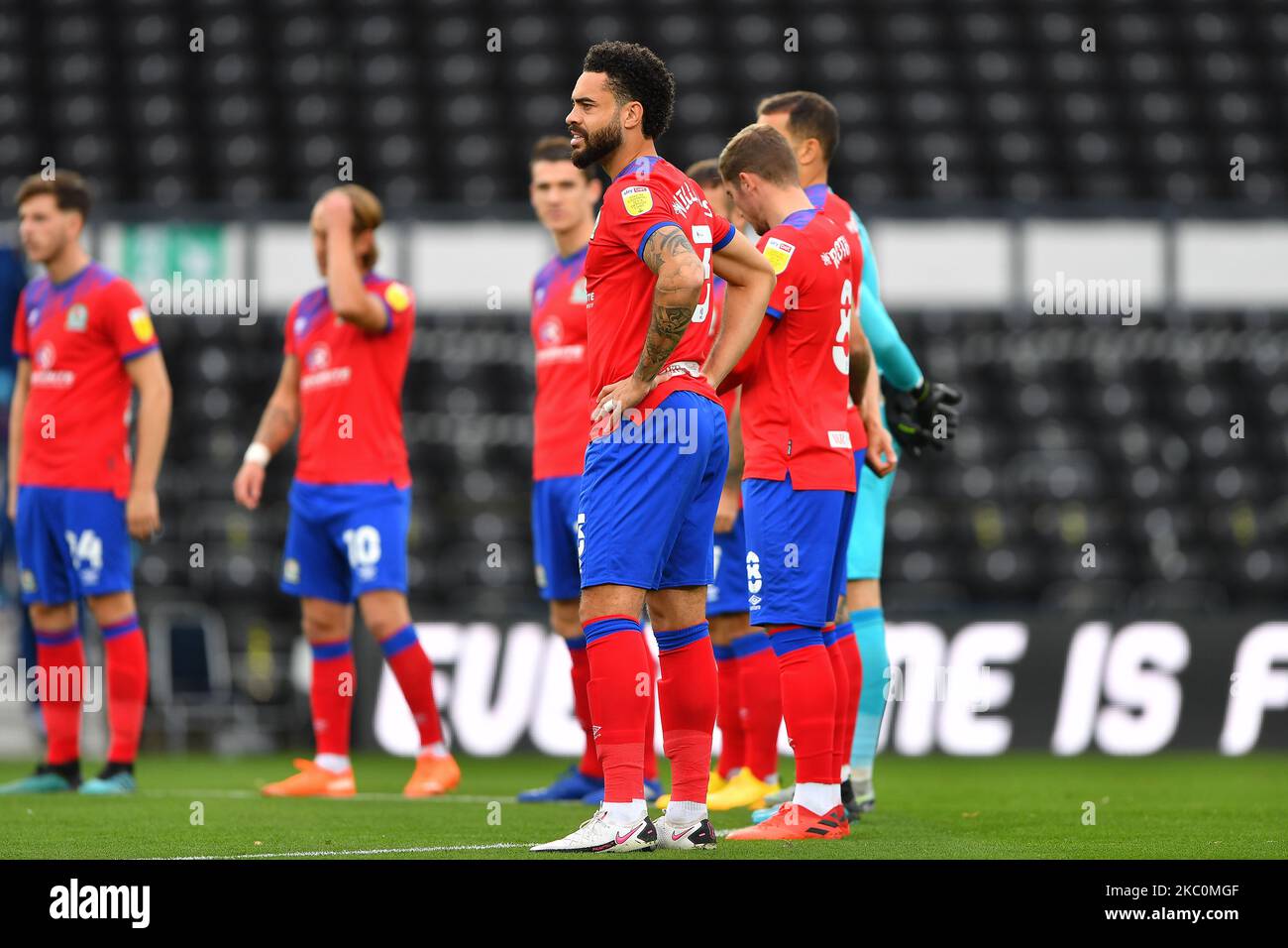 Derrick Williams of Blackburn Rovers durante la partita del campionato Sky Bet tra Derby County e Blackburn Rovers al Pride Park, DerbyDerby, Inghilterra il 26th settembre 2020. (Foto di Jon Hobley/MI News/NurPhoto) Foto Stock