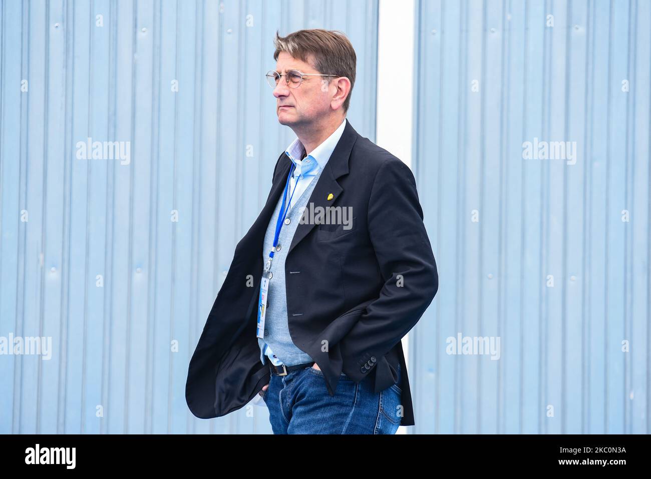 Il Presidente Luca Campedelli durante la partita tra Pescara e Chievo verona del campionato Serie B il 26 settembre 2020 a Pescara, Abruzzo (Foto di Federica Roselli/NurPhoto) Foto Stock