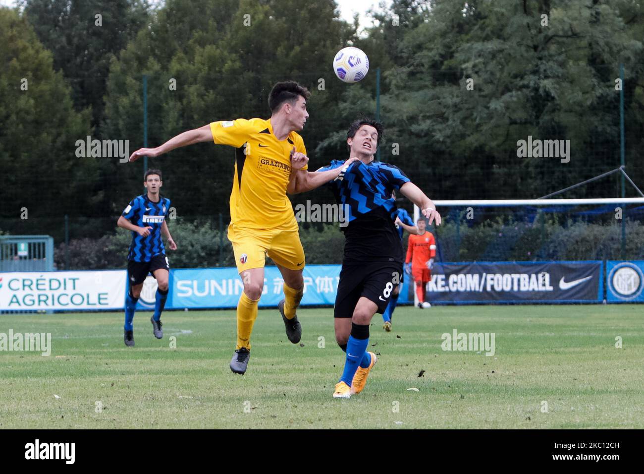 Niccol Squizzato del FC Internazionale in azione durante la Primavera 1 match tra FC Internazionale U19 e Ascoli Calcio U19 al Suning Youth Development Centre in memoria di Giacinto Facchetti il 3 ottobre 2020 a Milano. (Foto di Mairo Cinquetti/NurPhoto) Foto Stock