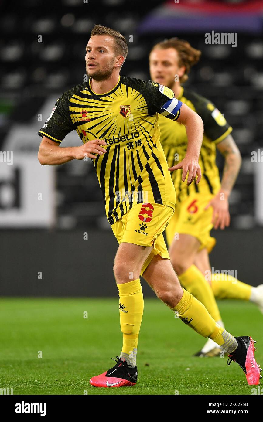 Tom Cleverley di Watford durante la partita del campionato Sky Bet tra Derby County e Watford al Pride Park, Derby, Inghilterra il 16th ottobre 2020. (Foto di Jon Hobley/MI News/NurPhoto) Foto Stock