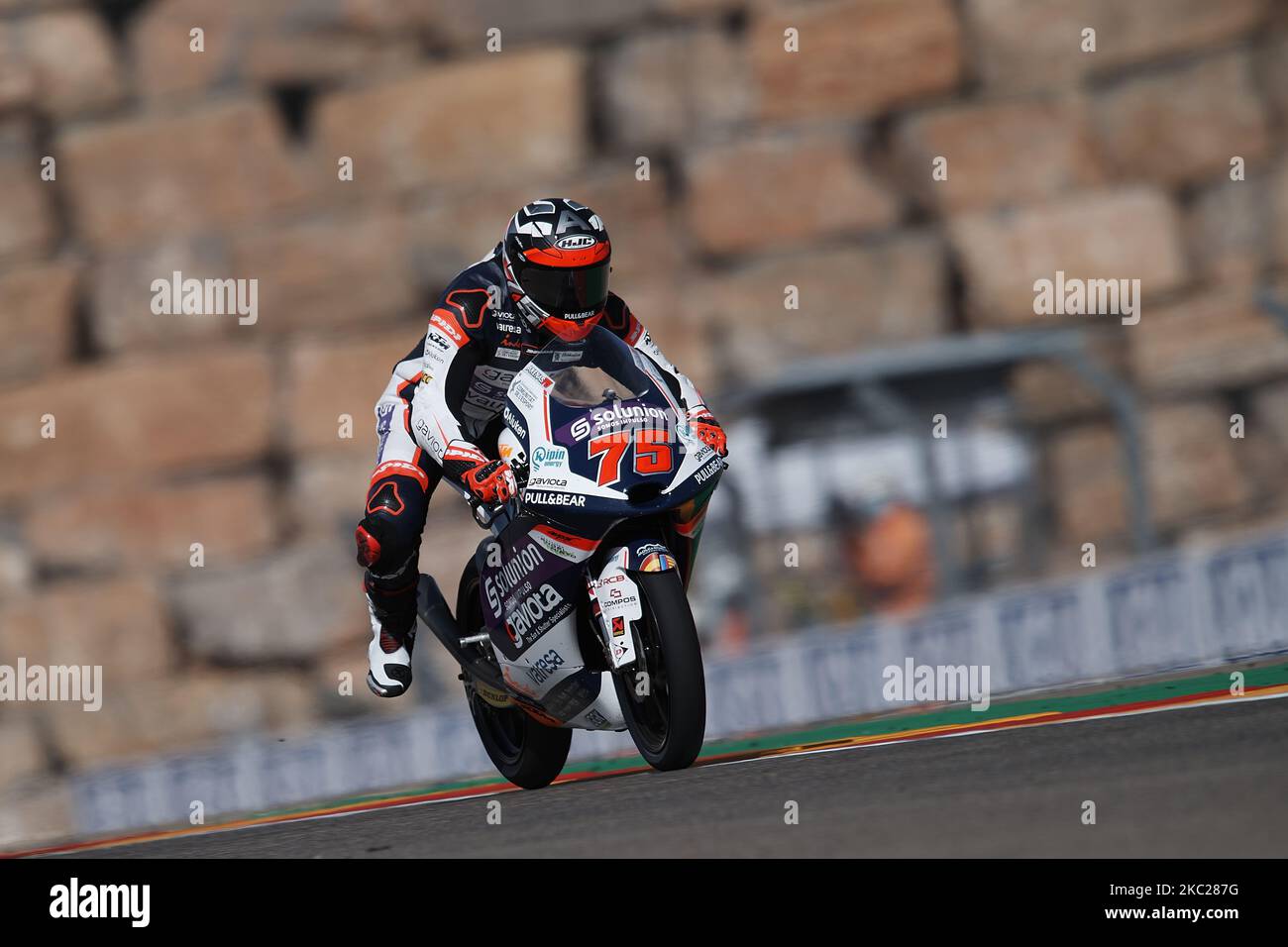 Albert Arenas (75) di Spagna e Solunion Apar Team Moto3 durante la MotoGP di Aragona al Motorland Aragon Circuit il 18 ottobre 2020 ad Alcaniz, Spagna. (Foto di Jose Breton/Pics Action/NurPhoto) Foto Stock