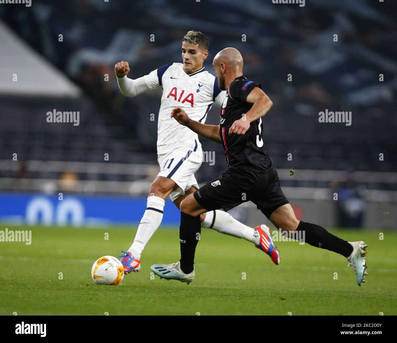 Erik lamela di Tottenham Hotspur durante l'Europa League Group J tra Tottenham Hotspur e LASK allo stadio Tottenham Hotspur , Londra, Inghilterra il 22nd ottobre 2020 (Photo by Action Foto Sport/NurPhoto) Foto Stock