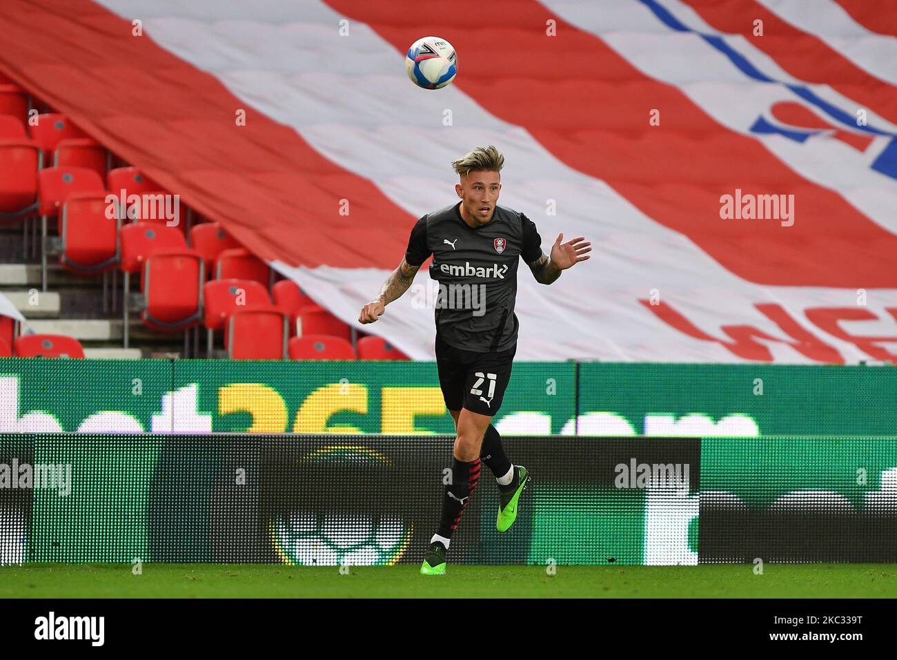 Angus MacDonald di Rotherham United durante la partita del Campionato Sky Bet tra Stoke City e Rotherham United al Britannia Stadium, Stoke-on-Trent sabato 31st ottobre 2020. (Foto di Jon Hobley/MI News/NurPhoto) Foto Stock