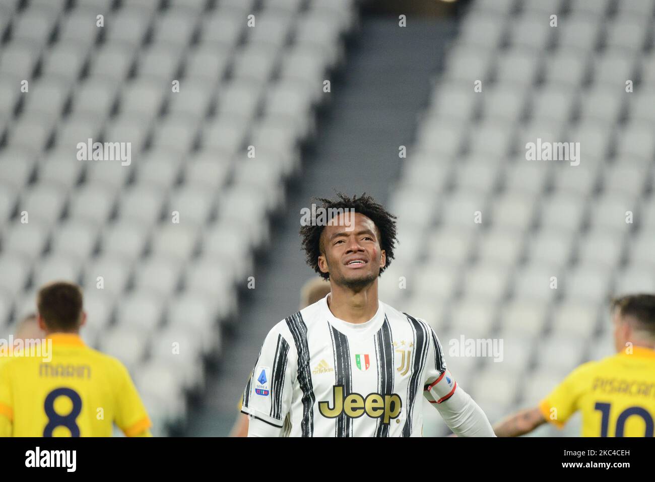 Juan Cuadrado della Juventus FC durante la Serie Una partita di calcio tra Juventus FC e Cagliari Calcio allo Stadio Allianz il 21 novembre 2020 a Torino (Foto di Alberto Gandolfo/NurPhoto) Foto Stock