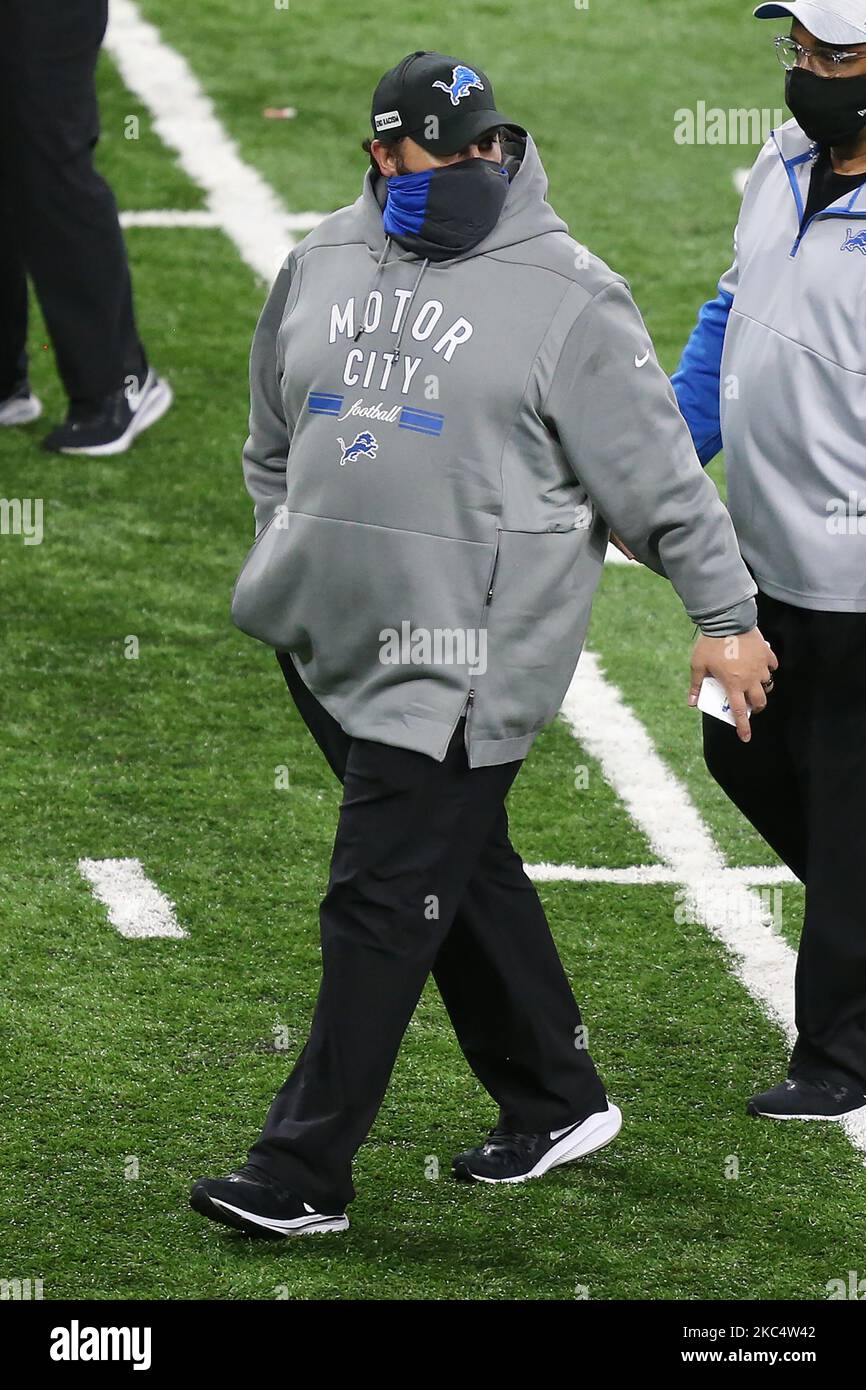 Matt Patricia, allenatore capo dei Detroit Lions, esce dal campo dopo una partita di football tra gli Houston Texans e i Detroit Lions a Detroit, Michigan USA, giovedì 26 novembre 2020. (Foto di Amy Lemus/NurPhoto) Foto Stock