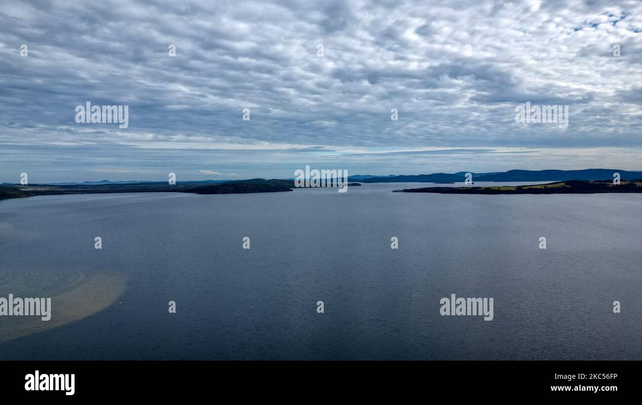 Una vista aerea del lago Myall nel NSW, Australia Foto Stock