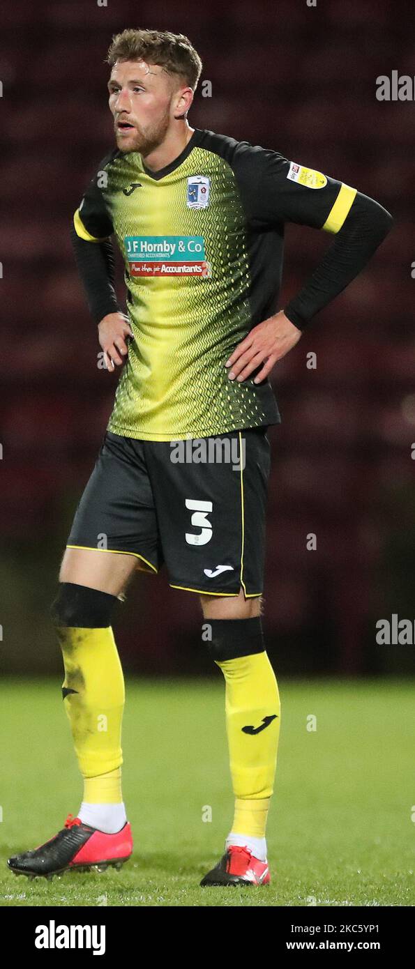 Patrick Brough di Barrow durante la partita della Sky Bet League 2 tra Scunthorpe United e Barrow a Glanford Park, Scunthorpe martedì 15th dicembre 2020. (Foto di Mark Fletcher/MI News/NurPhoto) Foto Stock