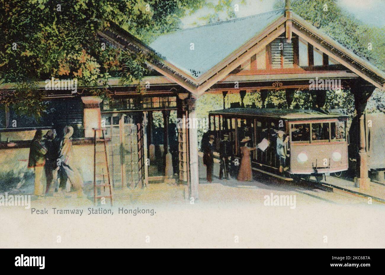 Peak Tramway Station, Hong Kong Cina, cartolina degli anni '10 circa. Fotografo non identificato Foto Stock