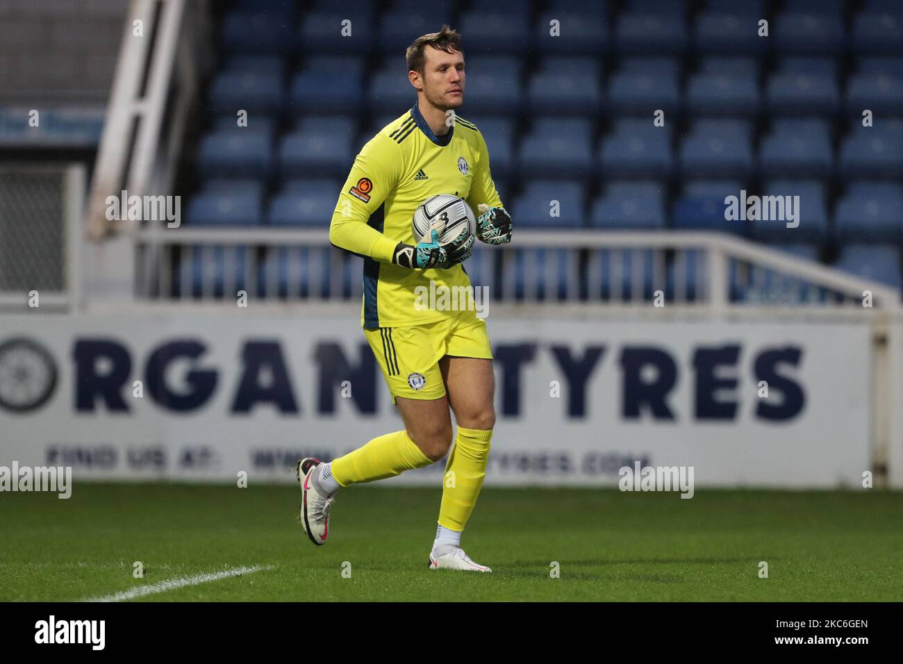 Sam Johnson di Halifax Town durante la partita della Vanarama National League tra Hartlepool United e la FC Halifax Town a Victoria Park, Hartlepool sabato 26th dicembre 2020. (Foto di Mark Fletcher/MI News/NurPhoto) Foto Stock