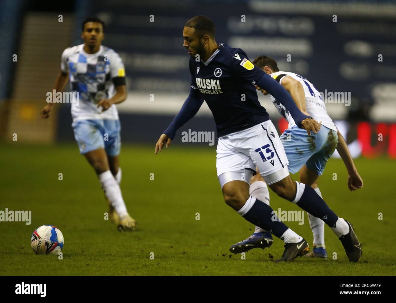 Kenneth Zohore di Millwall durante il campionato Sky Bet tra Millwall e Coventry City allo stadio Den, Londra il 02nd gennaio 2021 (Photo by Action Foto Sport/NurPhoto) Foto Stock