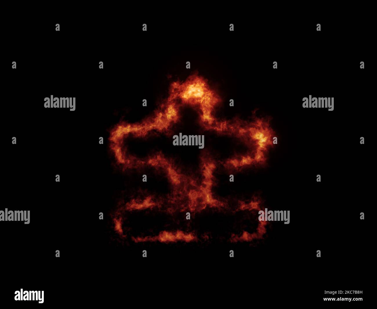 Il segno più e meno in fiamme rosse su sfondo scuro Foto Stock