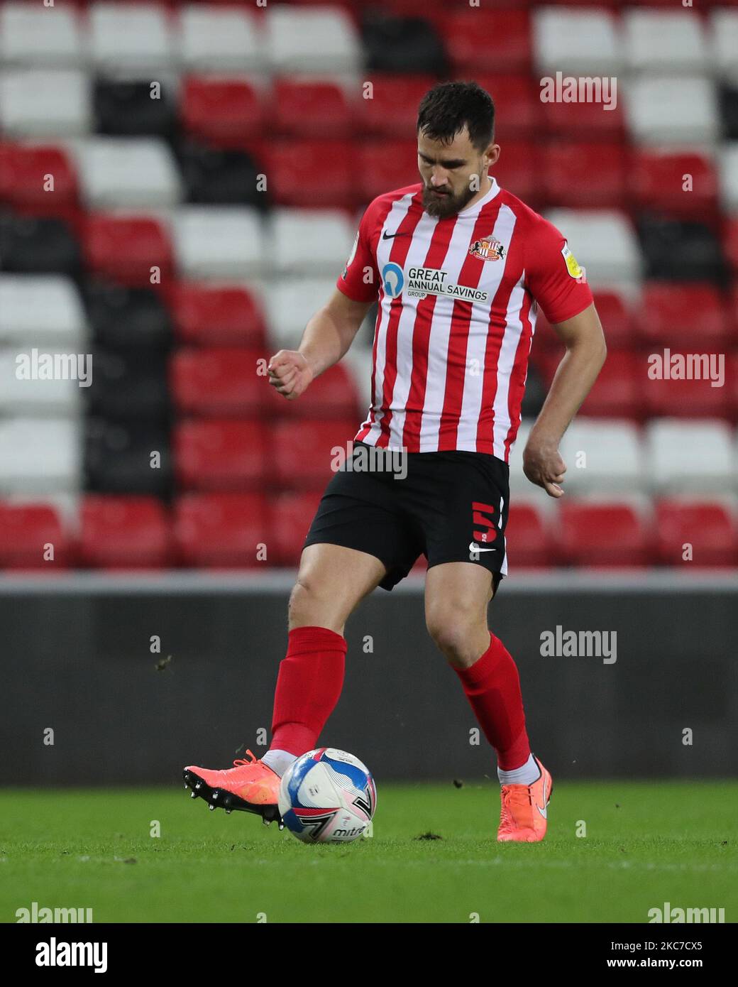 Bailey Wright di Sunderland durante la partita del Trofeo EFL tra Sunderland e Port vale allo Stadio di luce, Sunderland martedì 12th gennaio 2021. (Foto di Mark Fletcher/MI News/NurPhoto) Foto Stock