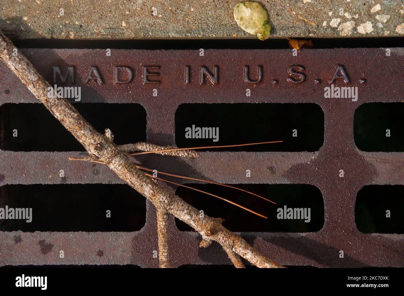 Realizzato in Storm drain U.S.A con Stick Foto Stock
