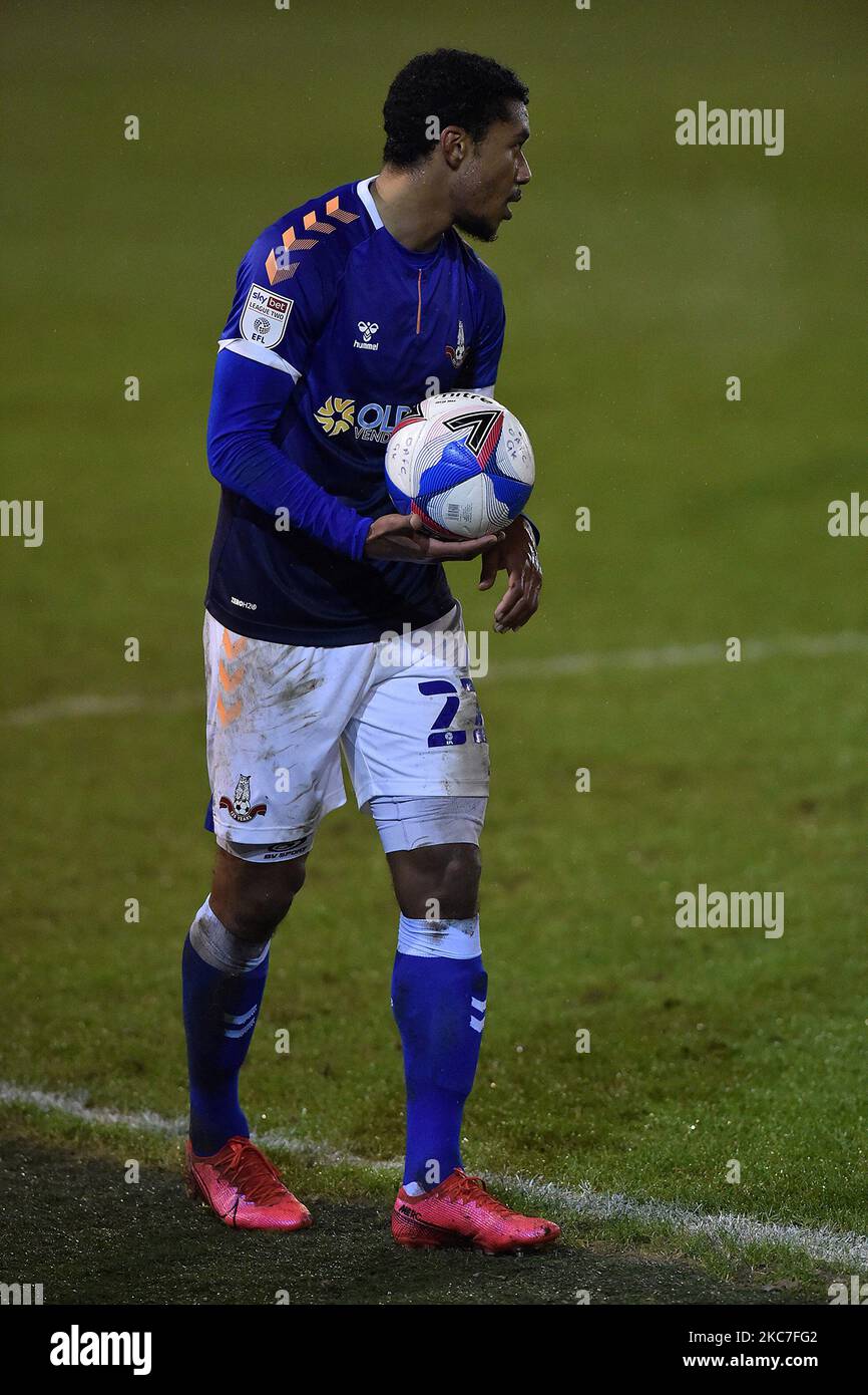 Oldham Athletic's Raphaël Diarra durante la partita della Sky Bet League 2 tra Oldham Athletic e Mansfield Town al Boundary Park, Oldham mercoledì 13th gennaio 2021. (Foto di Eddie Garvey/MI News/NurPhoto) Foto Stock