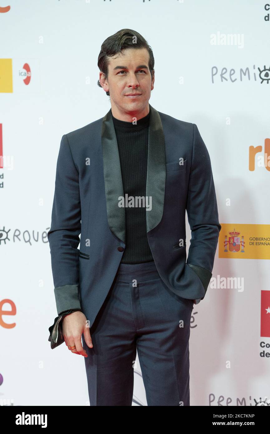 Mario Casas partecipa ai premi Jose Maria Forque 2021 red carpet all'IFEMA il 16 gennaio 2021 a Madrid, Spagna. (Foto di Oscar Gonzalez/NurPhoto) Foto Stock