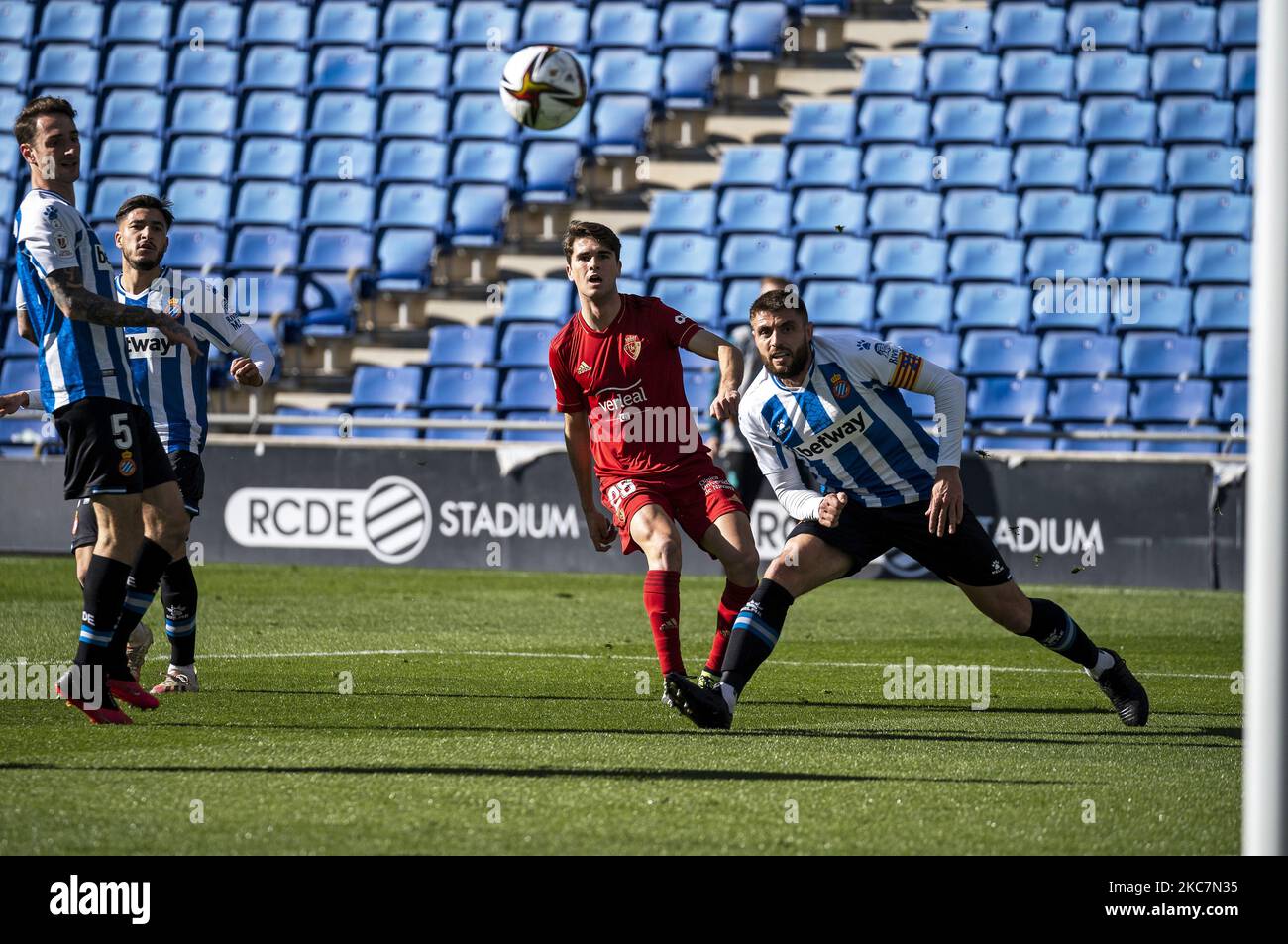 Javier Martinez segna durante la partita tra RCD Espanyol e CA Osasuna, corrispondente alla 1/16 finale della King Cup, disputata presso lo Stadio RCDE il 17th gennaio 2021, a Barcellona, Spagna. (Foto di Joan Gosa/Urbanandsport/NurPhoto) Foto Stock