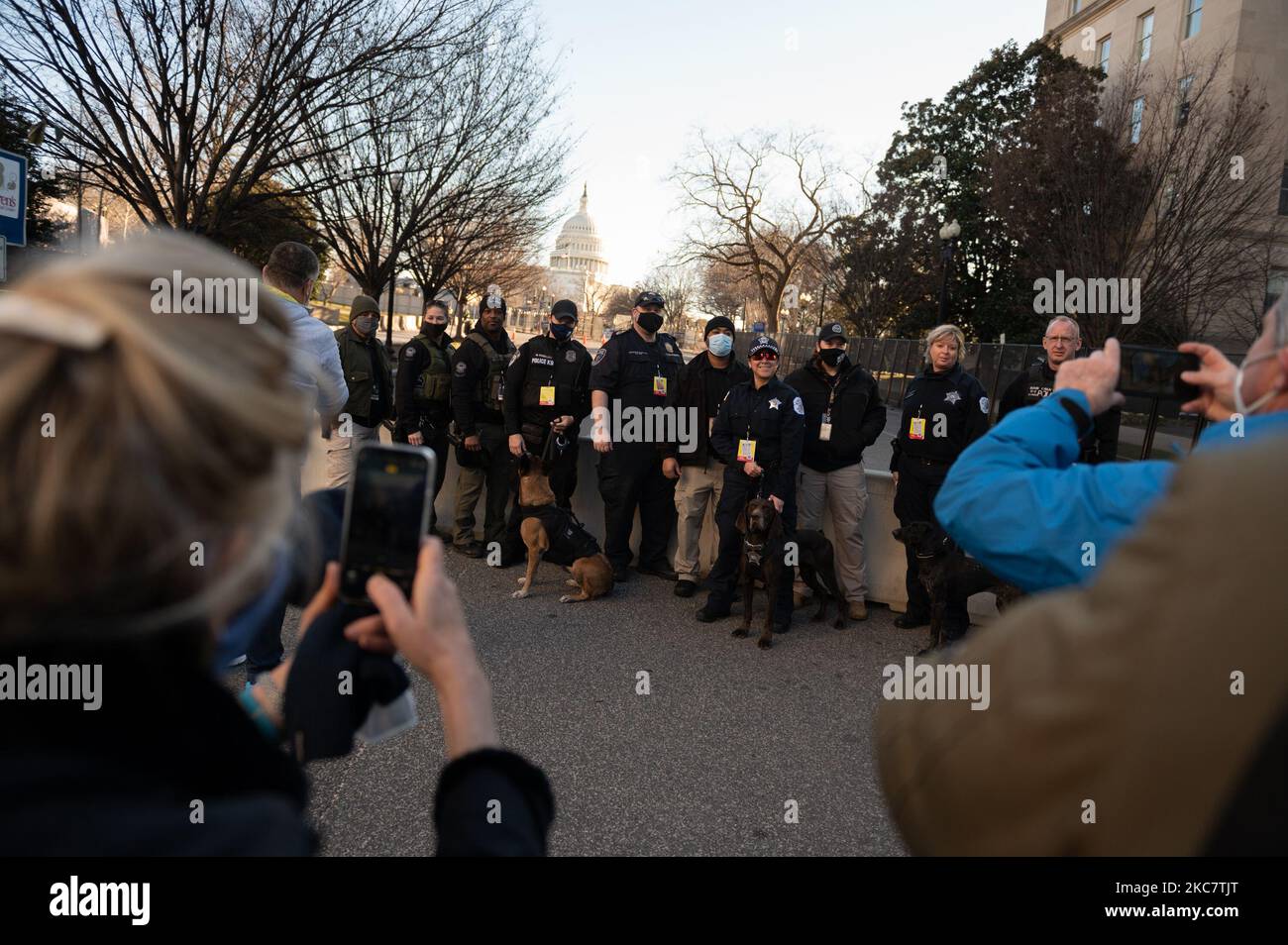 Washington DC si prepara all'Inaugurale di Biden con la Guardia Nazionale, la polizia e le recinzioni, 19th gennaio 2021 (Foto di Zach D Roberts/NurPhoto) Foto Stock