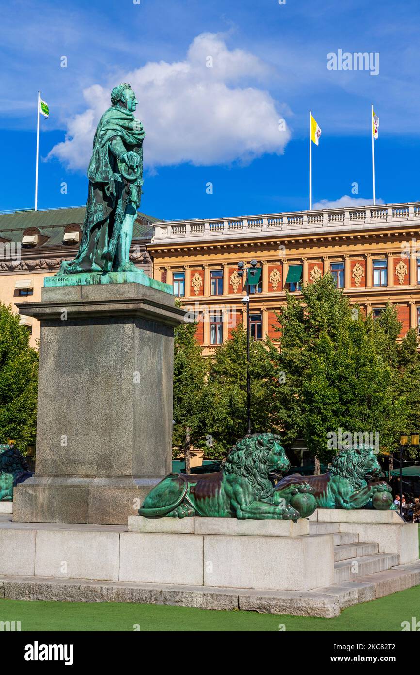 Statua del re Karl X111, Kungstradgarden, Stoccolma, Svezia, Scandinavia Foto Stock