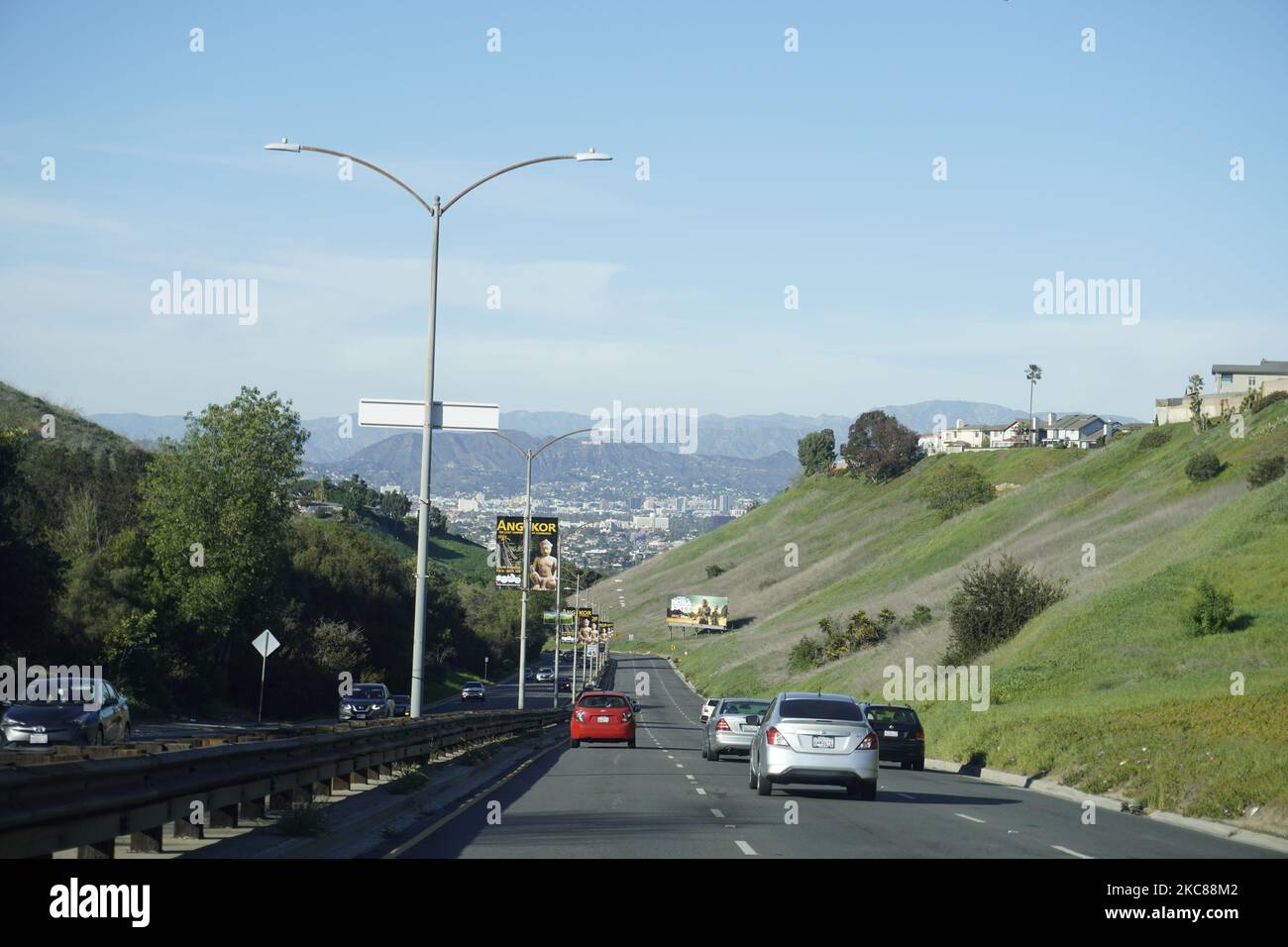 Uno scenario di West Los Angeles Street Downhill verso Hollywood Foto Stock