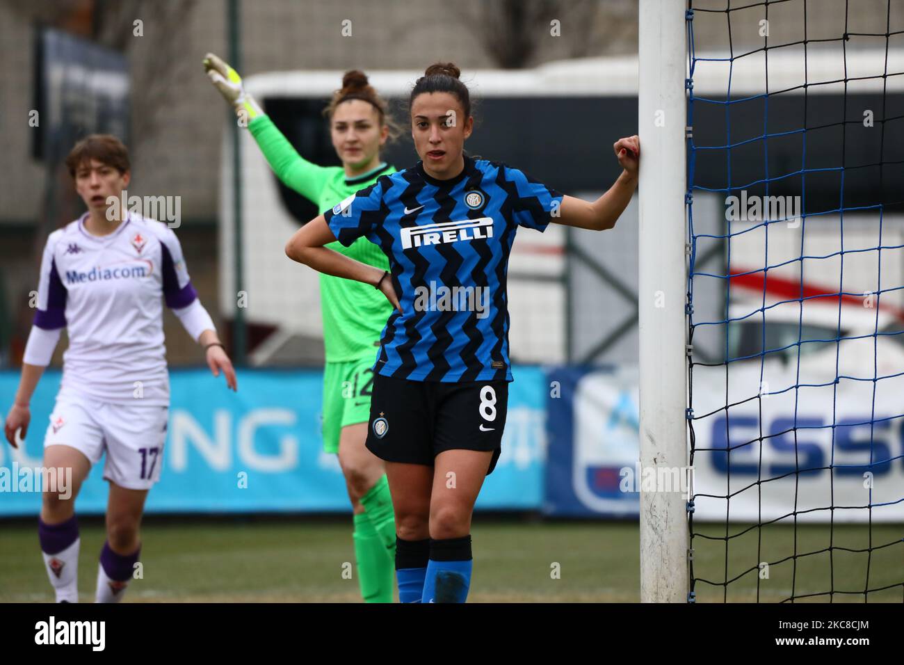 Martina Brussia del FC Internazionale in azione durante la partita femminile Coppa Italia tra FC Internazionale e ACF Fiorentina al Suning Youth Development Centre in memoria di Giacinto Facchetti il 30 gennaio 2021 (Foto di Mairo Cinquetti/NurPhoto) Foto Stock