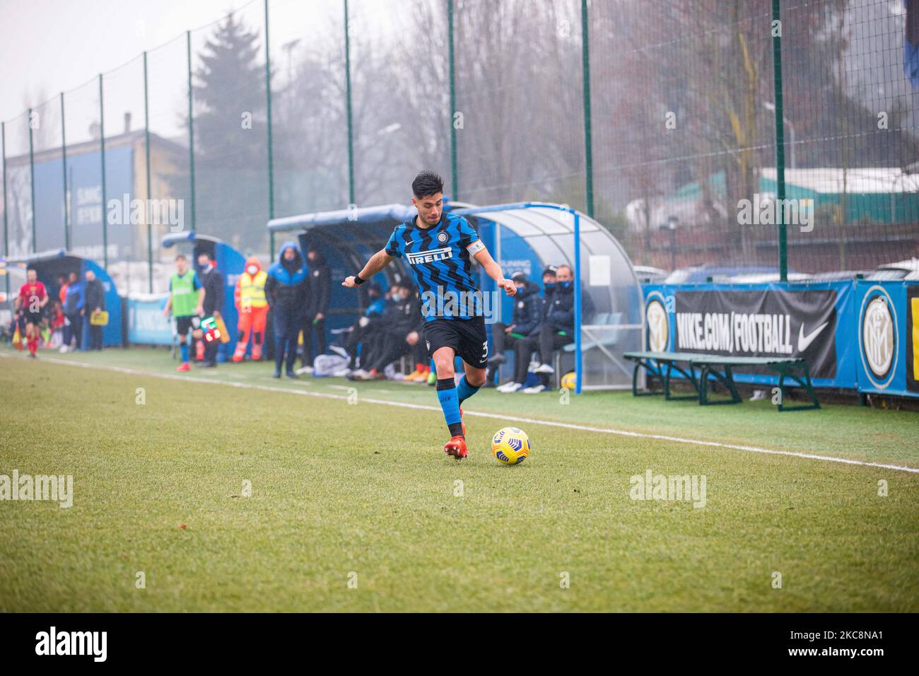 Franco Orlando Vezzoni del FC Internazionale durante la Coppa Italia - Primavera TIM Cup tra FC Internazionale U19 e Crotone U19 al Suning Youth Development Centre il 03 febbraio 2021 a Milano (Foto di Alessandro Bremec/NurPhoto) Foto Stock