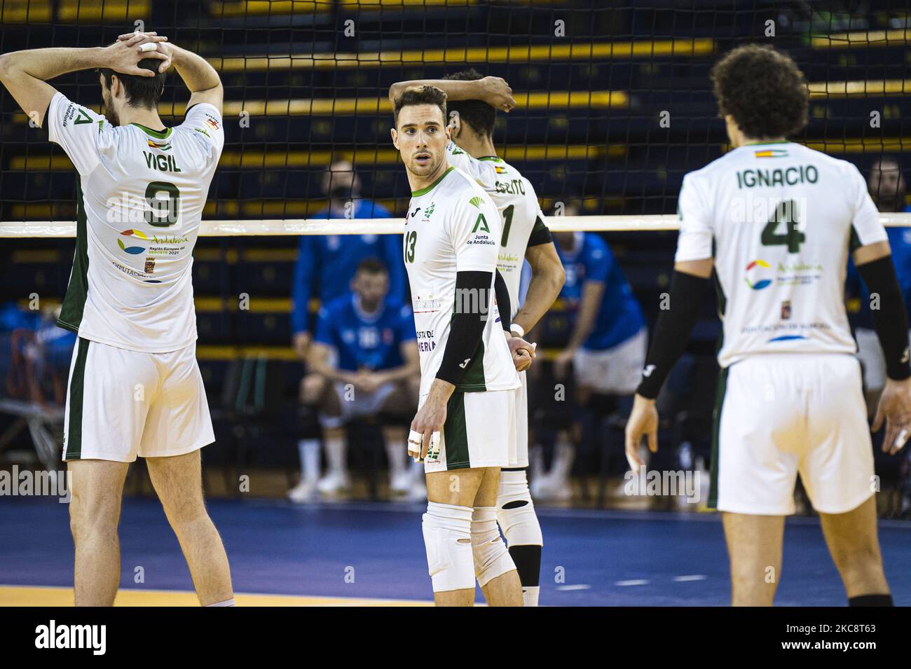 Carlos Jimenez Gallego dell'Unicaja Costa de Almeria durante la partita della Copa del Rey tra la nicaja Costa de Almeria e la Melilla Sport Capital al Centro Insular de Deportes di Las Palmas de Gran Canaria, Spagna. (Foto di DAX Images/NurPhoto) Foto Stock
