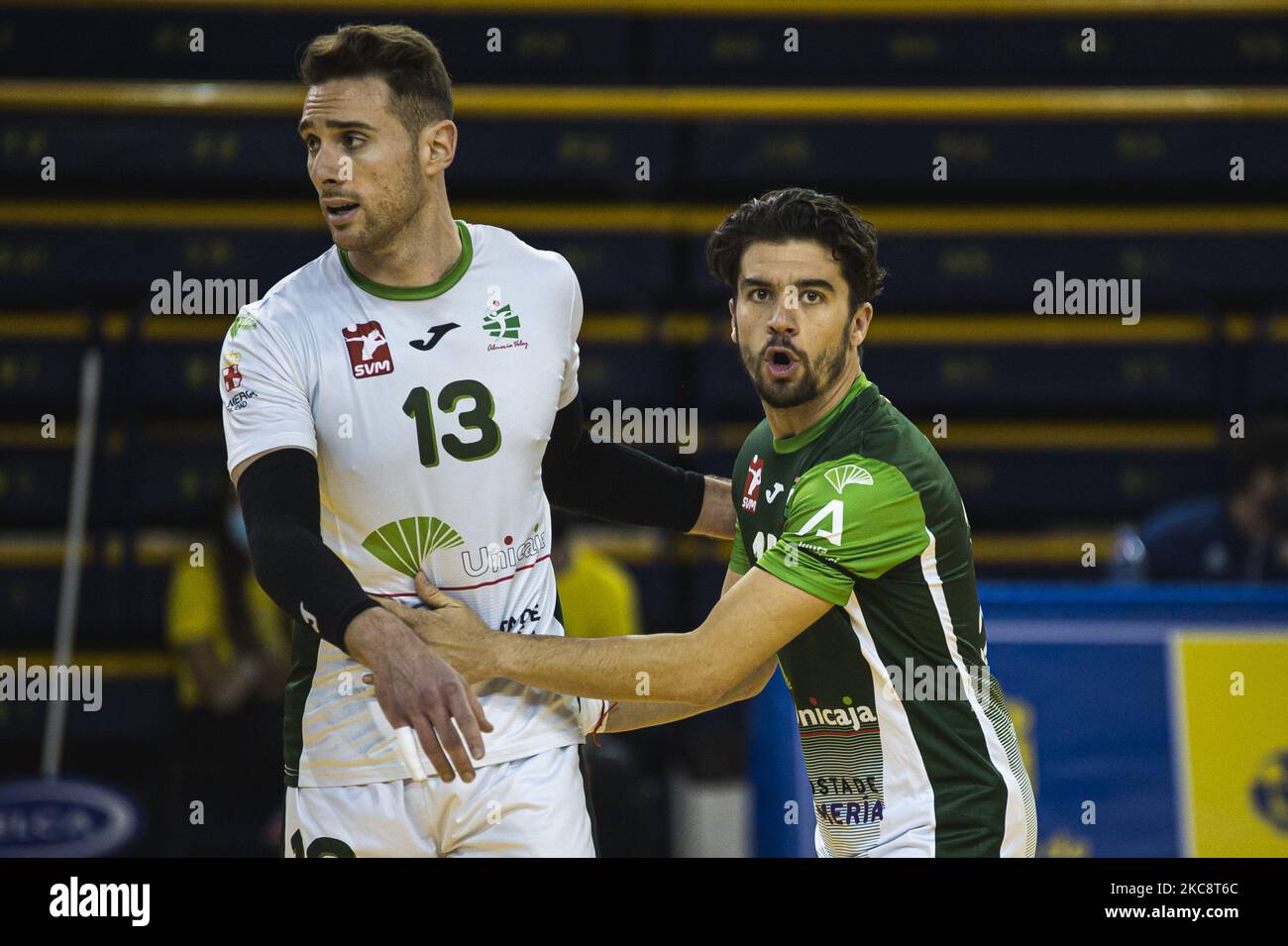 Carlos Jimenez Gallego dell'Unicaja Costa de Almeria durante la partita della Copa del Rey tra la nicaja Costa de Almeria e la Melilla Sport Capital al Centro Insular de Deportes di Las Palmas de Gran Canaria, Spagna. (Foto di DAX Images/NurPhoto) Foto Stock
