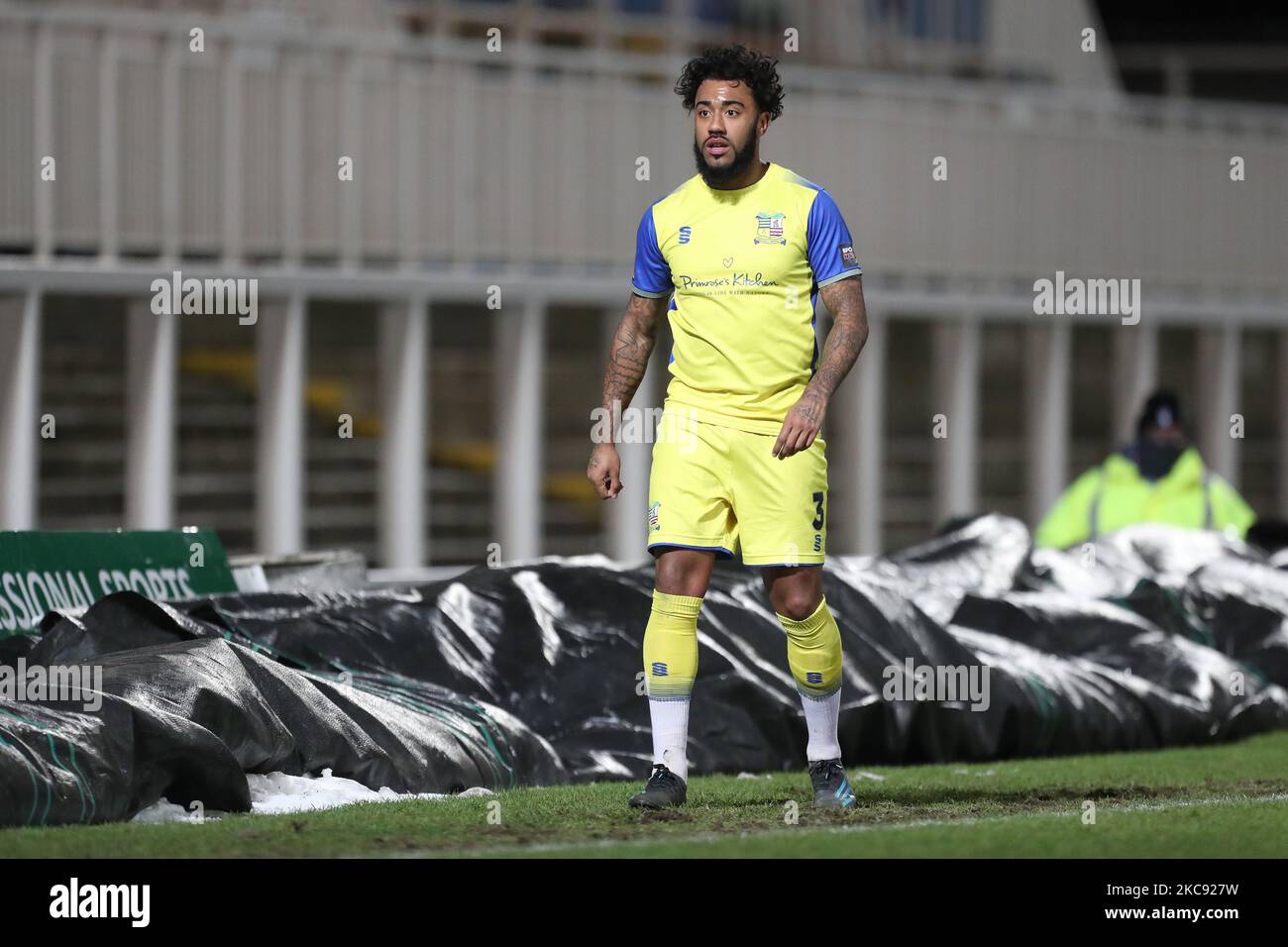 Jordan Cranston of Solihull Moors durante la partita della Vanarama National League tra Hartlepool United e Solihull Moors a Victoria Park, Hartlepool, martedì 9th febbraio 2021. (Foto di Mark Fletcher/MI News/NurPhoto) Foto Stock