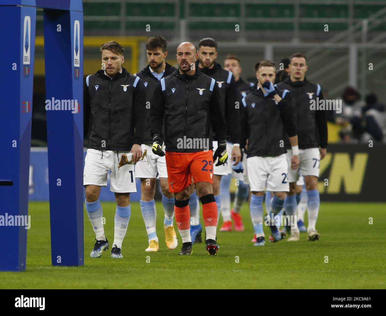 Lazio Team durante la Serie Una partita tra Inter e Lazio a Milano, il 14 febbraio 2021. (Foto di Loris Roselli/NurPhoto) Foto Stock
