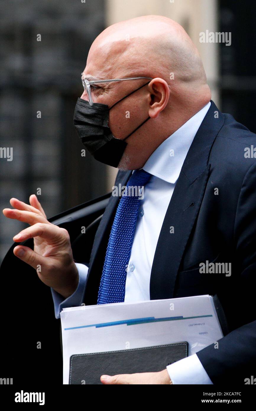 Il Ministro dell'implementazione dei vaccini Covid Nadhim Zahawi arriva a Downing Street a Londra, in Inghilterra, il 2 marzo 2021. (Foto di David Cliff/NurPhoto) Foto Stock