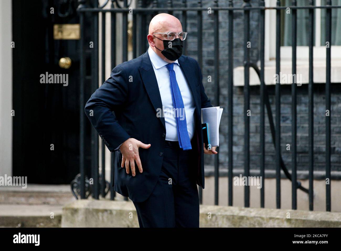 Il Ministro per l'implementazione dei vaccini Covid Nadhim Zahawi lascia 10 Downing Street a Londra, Inghilterra, il 2 marzo 2021. (Foto di David Cliff/NurPhoto) Foto Stock