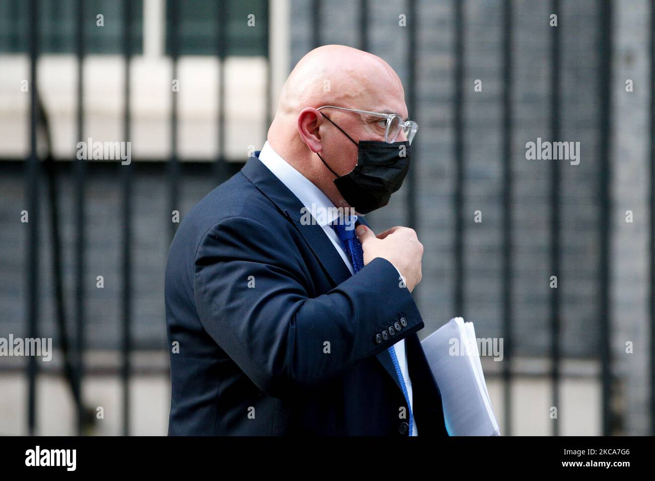 Il Ministro per l'implementazione dei vaccini Covid Nadhim Zahawi lascia 10 Downing Street a Londra, Inghilterra, il 2 marzo 2021. (Foto di David Cliff/NurPhoto) Foto Stock