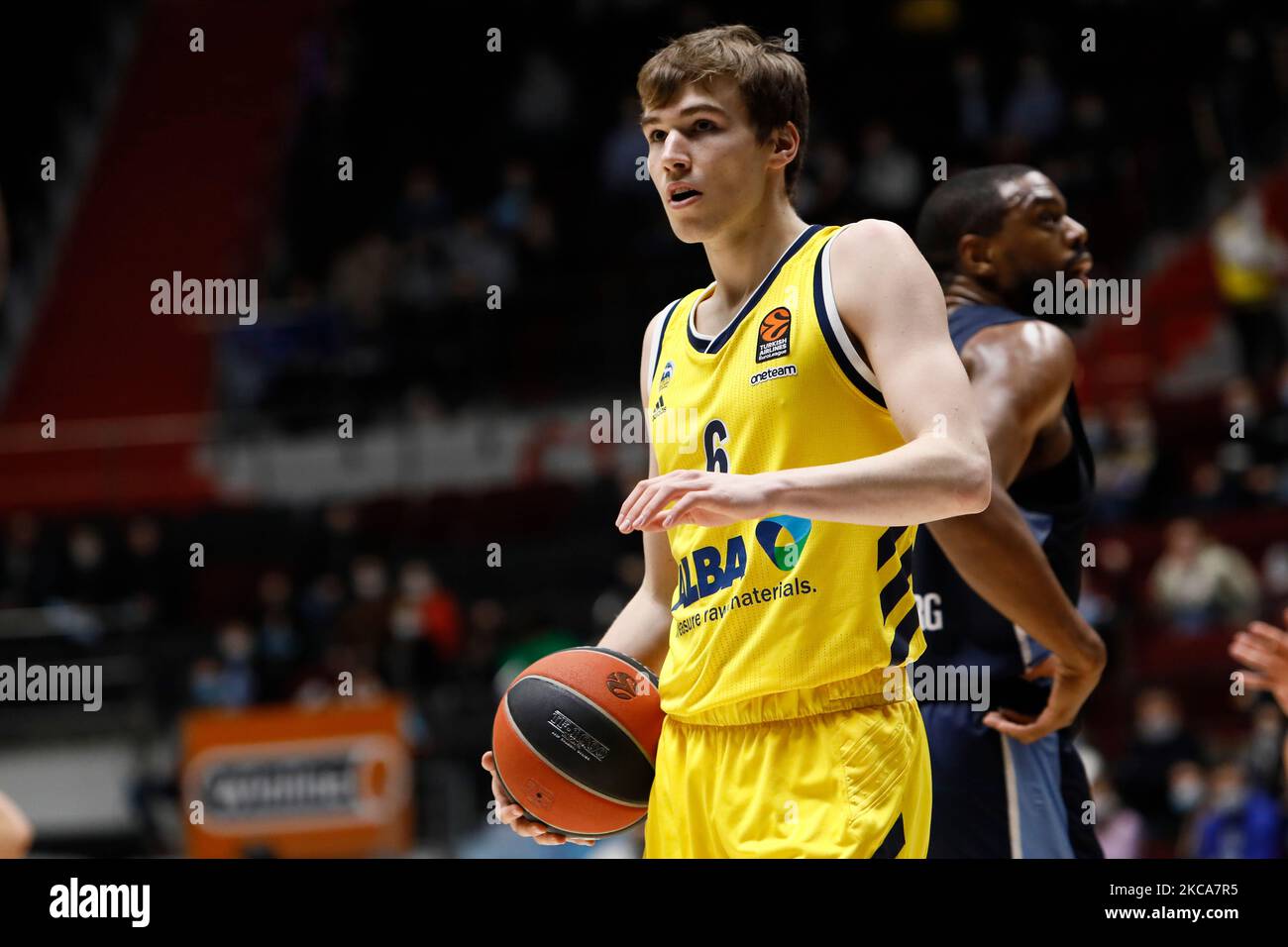 Malte Delow di ALBA Berlino durante la partita di pallacanestro Eurolega tra Zenit San Pietroburgo e ALBA Berlino il 2 marzo 2021 alla Sibur Arena di San Pietroburgo, Russia. (Foto di Mike Kireev/NurPhoto) Foto Stock