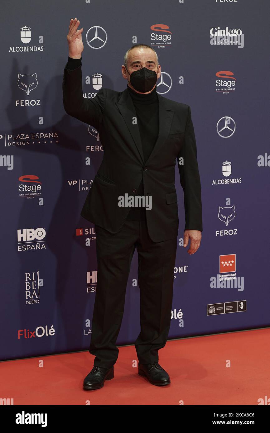 Eduard Fernandez partecipa ai Feroz Awards 2021 Red Carpet al VP Hotel Plaza de España di Madrid, Spagna (Foto di Carlos Dafonte/NurPhoto) Foto Stock